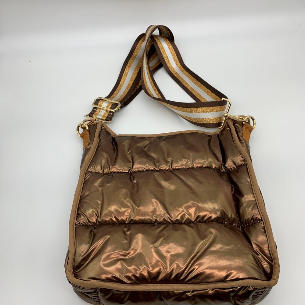 AHDORNED Nylon Puffy Crossbody with Fashion Strap Liquid Bronze Bags